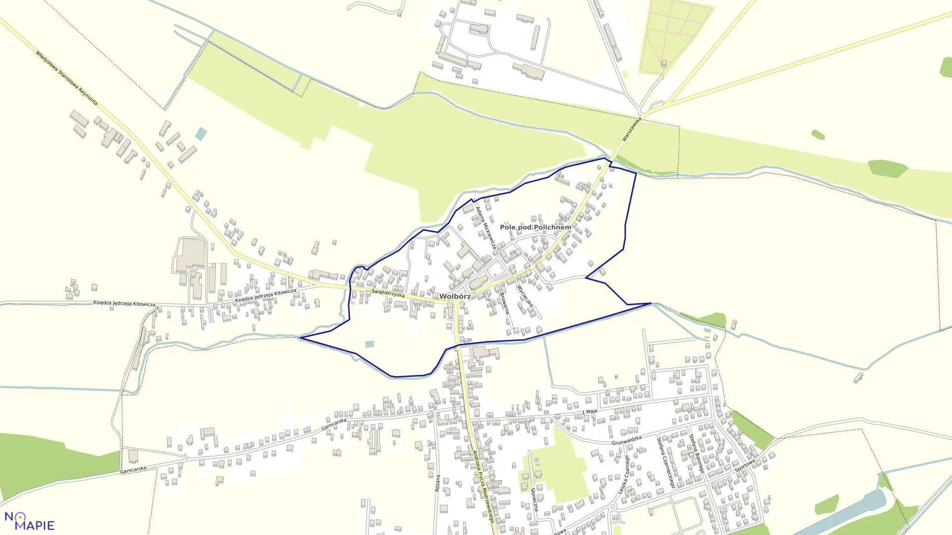 Mapa obrębu 2 w gminie Wolbórz