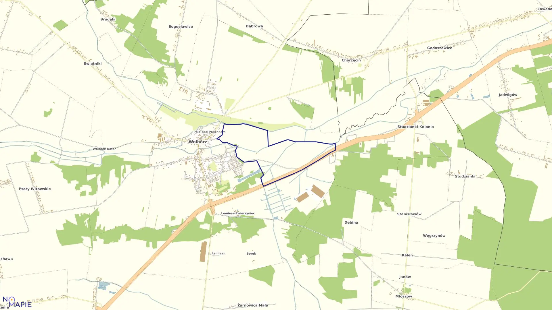 Mapa obrębu 3 w gminie Wolbórz