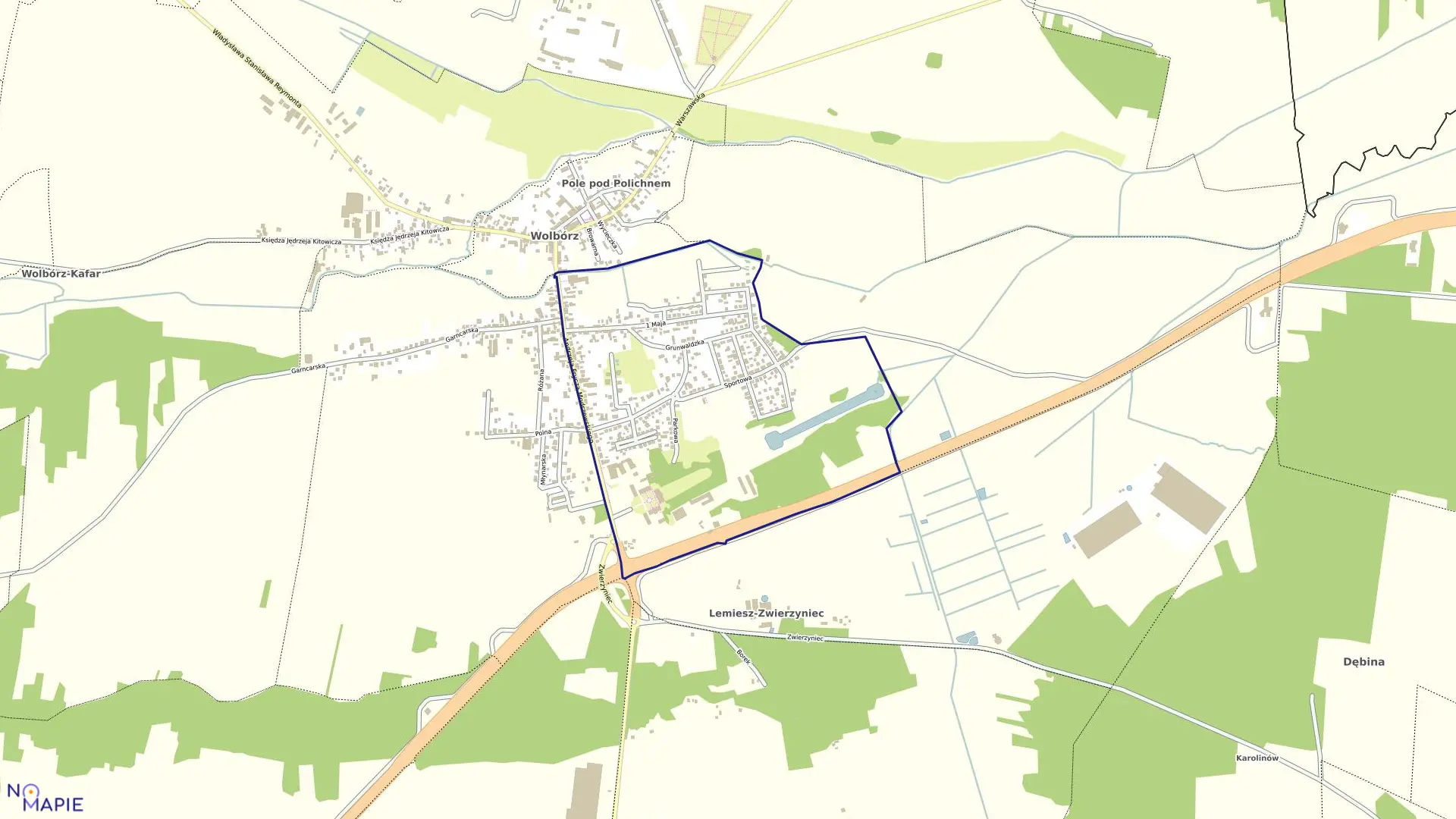 Mapa obrębu 4 w gminie Wolbórz