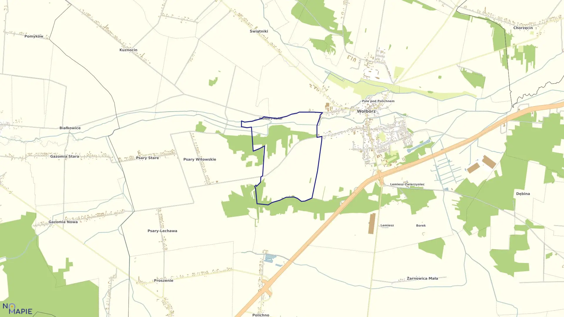 Mapa obrębu 6 w gminie Wolbórz
