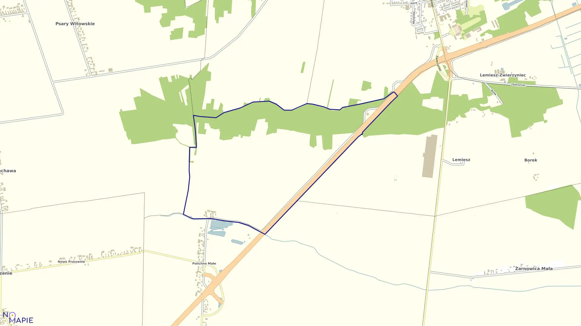 Mapa obrębu 7 w gminie Wolbórz