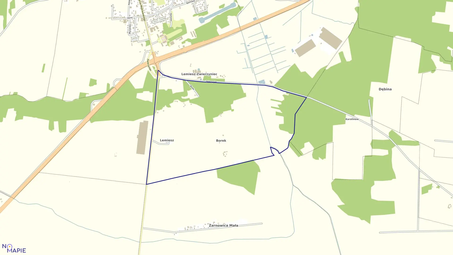 Mapa obrębu 9 w gminie Wolbórz