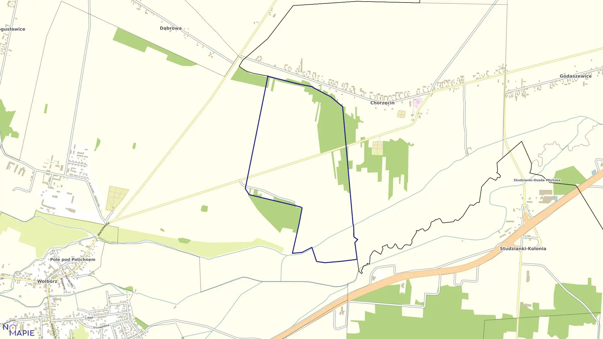 Mapa obrębu KRZYKOWICE w gminie Wolbórz